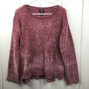 ‎Jones New York Rose (Pink) Chenille Crew Neck Sweater, Size Small